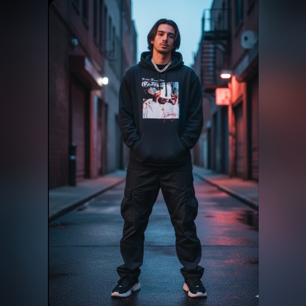 Rare Ramirez G59 "Tales From The Gutta Hoodie-Black Size L Vintage Look